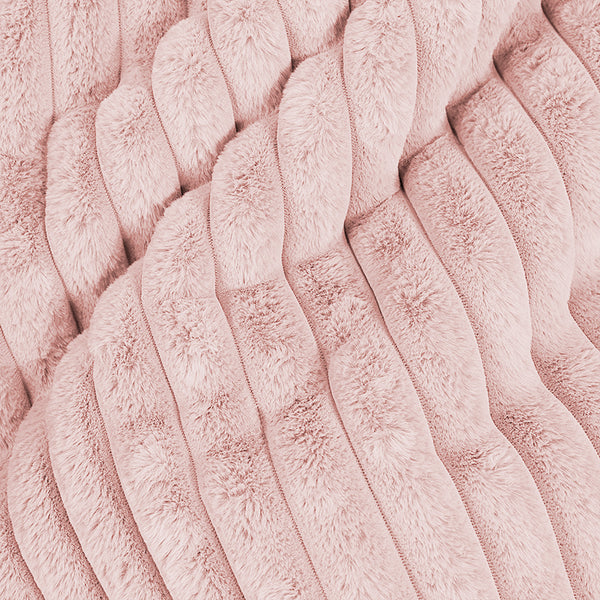 Grote Ronde Voetenbank - Ultra Pluche Corduroy Stoffig Roze Fabric Close-up Image