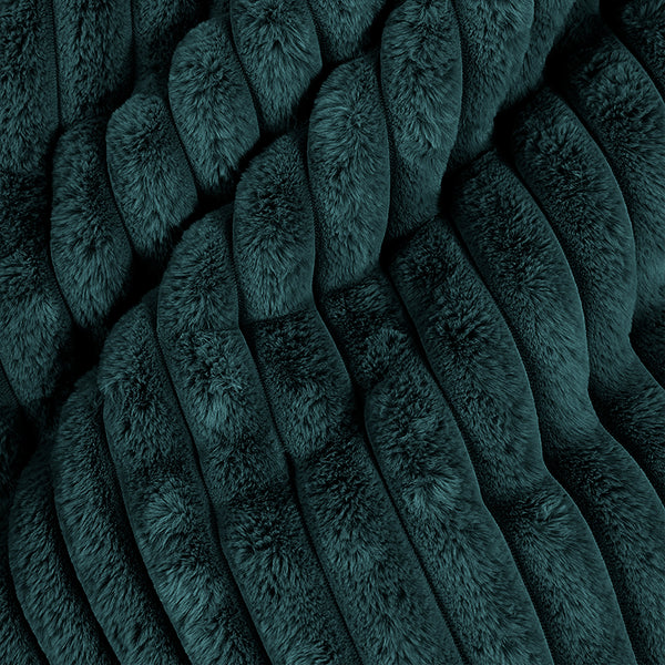 Ronde Poef - Ultra Pluche Corduroy Teal Fabric Close-up Image