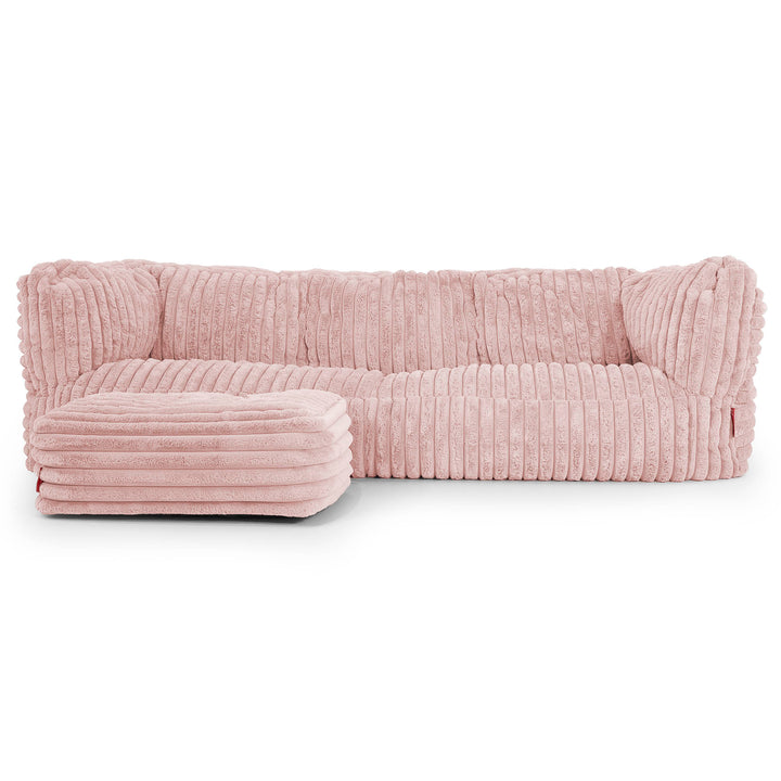 Albert 3-zitsbank Zitzak - Ultra Pluche Corduroy Stoffig Roze 02