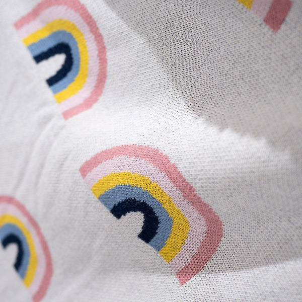 Bank Sierdeken - Gebreid Regenboog Fabric Close-up Image