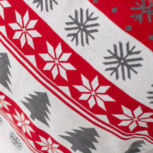 Extra Grote Kussenhoes 70 x 70cm - Gebreid Kerst Fairisle Rood Fabric Close-up Image