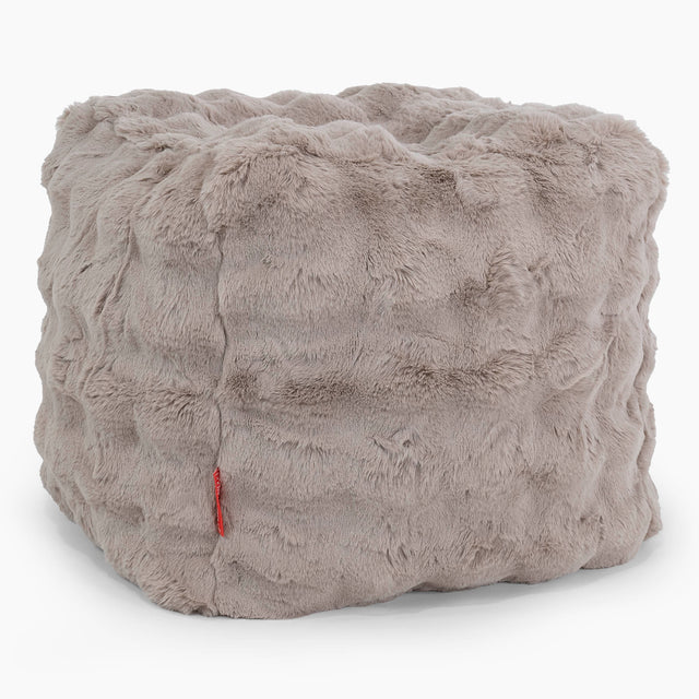 Kubus Voetenbank Pouf - Namaakbont Bubble Mink 01