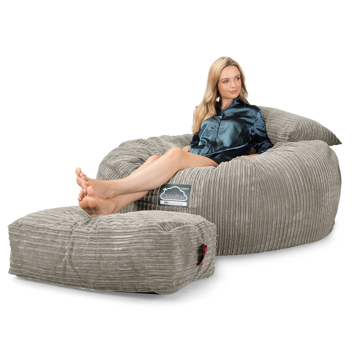 LOUNGE PUG, CloudSac 1010 XXL, Gigantische XXL Zitzakbank met Vezel-latex Vlokvulling, Corduroy Mink