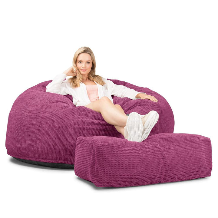 LOUNGE PUG, CloudSac 1010 XXL, Gigantische XXL Zitzakbank met Vezel-latex Vlokvulling, Pompom Roze