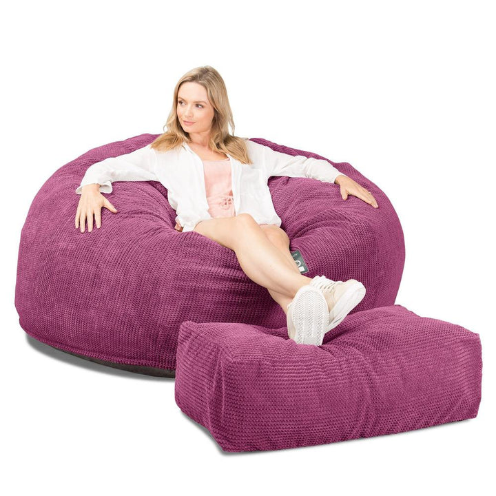 LOUNGE PUG, CloudSac 1010 XXL, Gigantische XXL Zitzakbank met Vezel-latex Vlokvulling, Pompom Roze