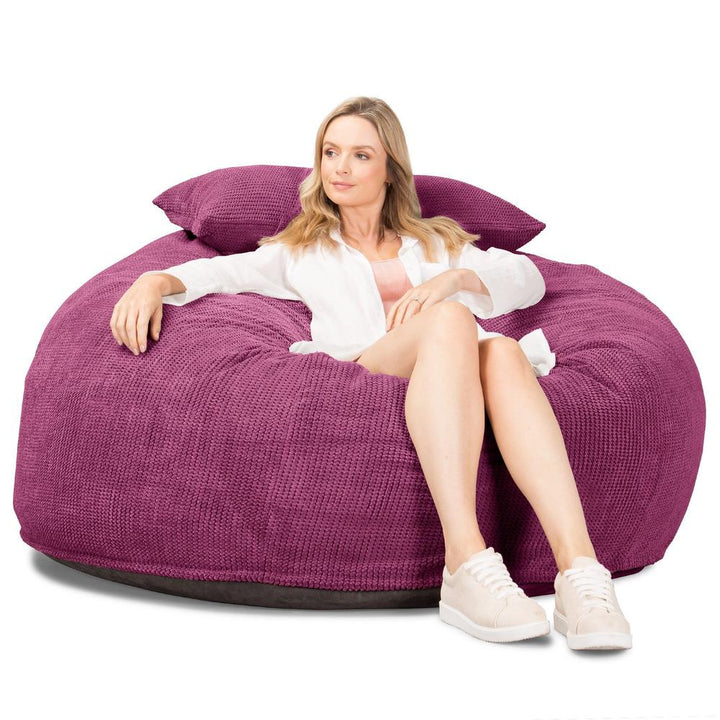 LOUNGE PUG, CloudSac 1010 XXL, Gigantische XXL Zitzakbank met Vezel-latex Vlokvulling, Pompom Roze