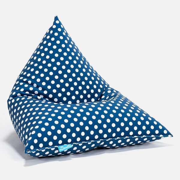 Kinder Zitzak Stoel 1-6 jaar oud - Afdruk Blauw Polka Dot Fabric Close-up Image