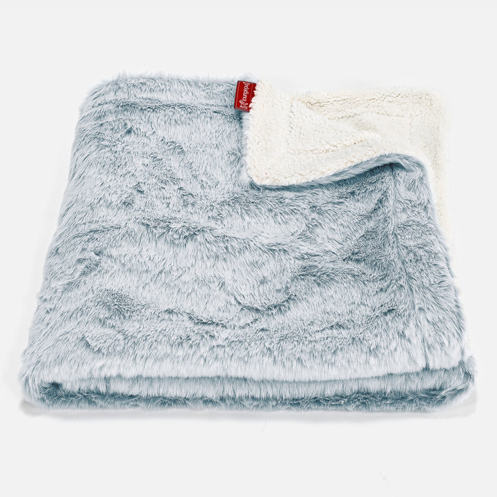 Sherpa-sprei / Deken - Nepkonijnenbont Stoffig Blauw 01